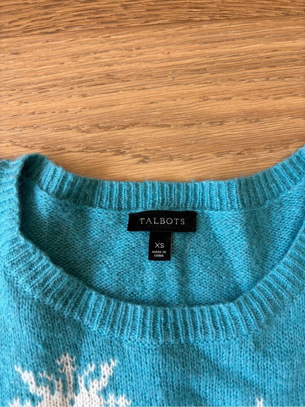 Talbots striped winter scene wool blend crewneck sweater womens XS - Picture 3 of 6